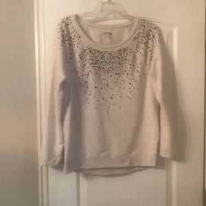 Cream,long sleeve top with studs